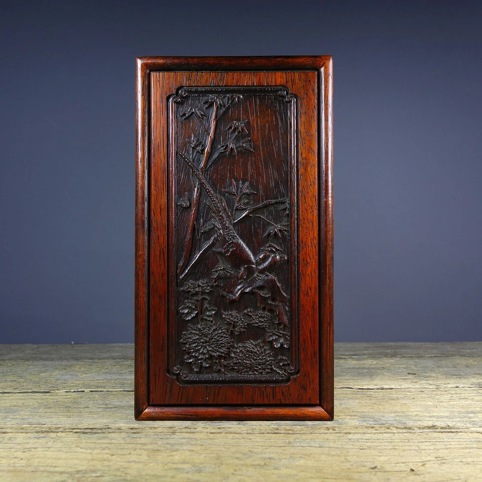 Joyero Colección Antigua Madera de Pera Tallada Bambú Noticias Caja Fuerte Caja Tirador Foto 2 de 4