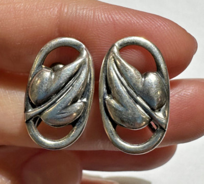 Danecraft Sterlingsilber Blatt Blätter Filigraner Geätzt Schraube Hinten 4.2g