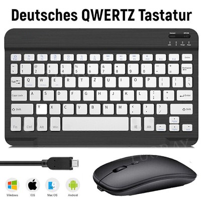 Tastatur Funk Maus Wireless Kabellos Keyboard Bluetooth PC Tablet Layout Deutsch