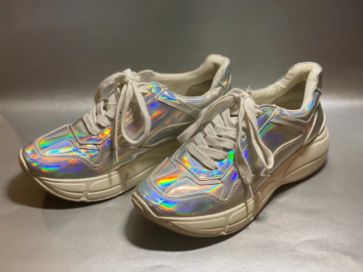 STEVE MADDEN Women s Holographic Silver Sneakers Size 7 eBay