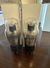Pair Type 37 ST Bottle Globe Black Plate Engraved Base Power Tubes RCA