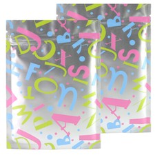 100pc Matte Foil Mylar Reclosable Bags Alphabet Letters Design 9x12cm 3.5x4.75in