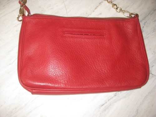 Vintage Schultertasche Leder rot minimalistisch weich leicht - Bild 2 von 10