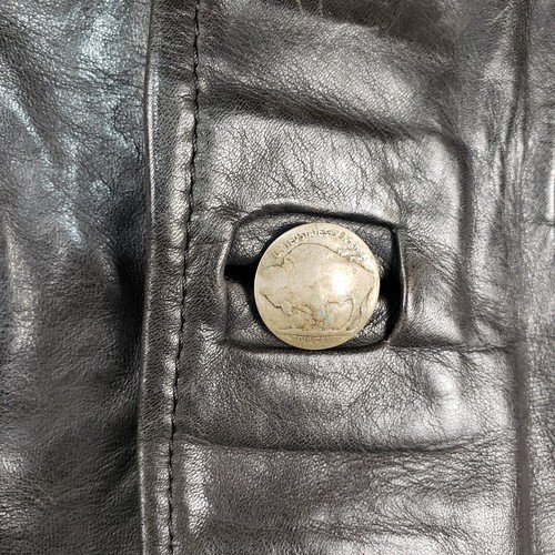 Gilet motociclista Kellys pelle nero bufalo nichel bottoni 40 POW Harley-Davidson - Foto 8 di 18