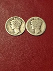 [Pair Of Mercury  Dimes] 1937 P & 1919-P  Mercury SILVER Dimes COLLECTIBLE DIMES
