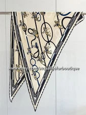 Sallys Cashmere & Silk Wrap Scarf Knight Print 2 Face Triangle Shawl 195* 125cm