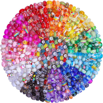 Assortment European Large Hole Beads Spacer Beads Rhinestone Craft Beads for DIY