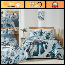 King Quilt Bedding Set - Lightweight Summer Bedspread, Botanical Pattern, 3-Piec