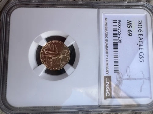 2016 Gold Eagle $5 NGC MS 69 (Tenth-Ounce) 1/10 oz Fine Gold