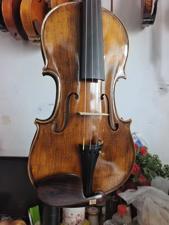 New 4/4 violin Stradi model European flamed maple back spruce top hand carved 22 - Image 3 of 4