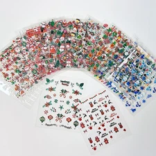 30 Sheets Christmas Nail Art Stickers 3D Self-Adhesive Xmas Nail Art Decals