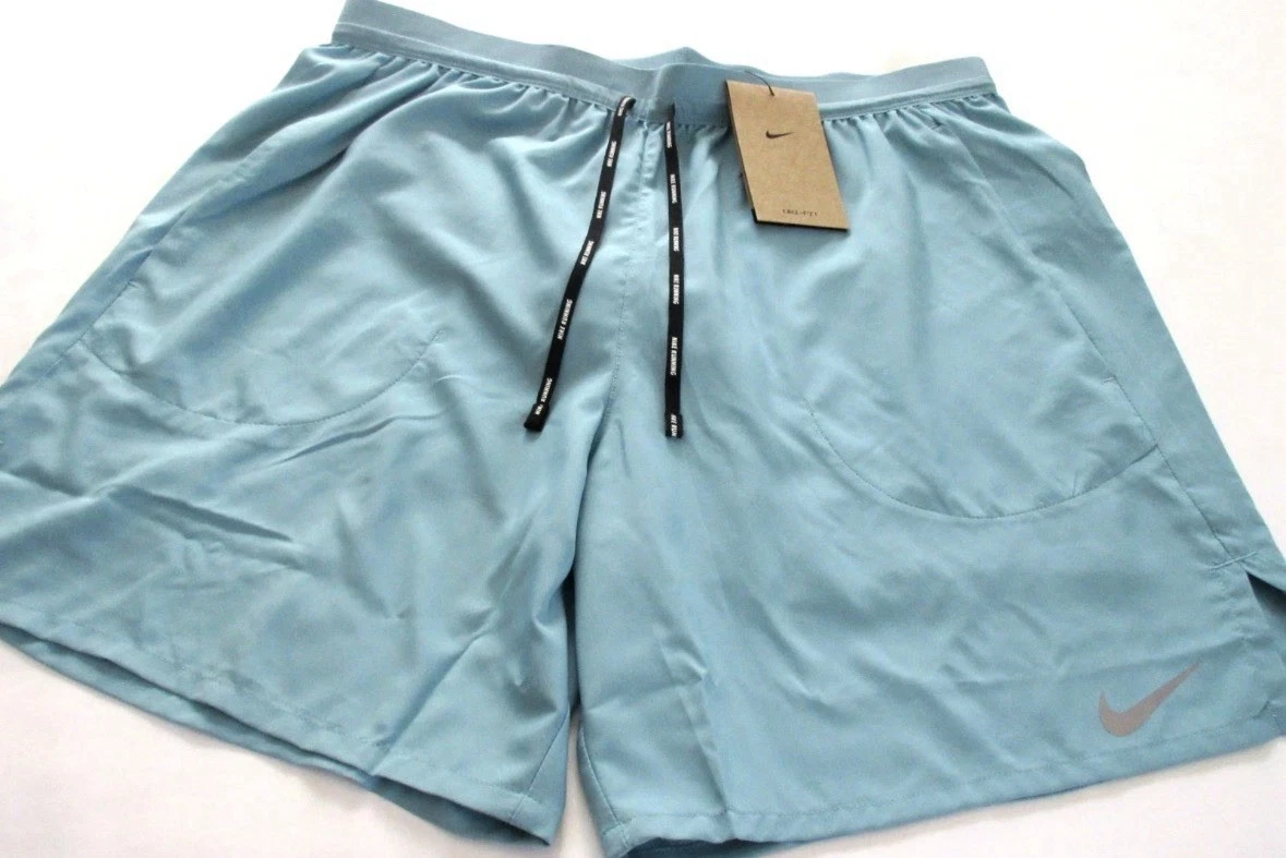 Nike Run Dri-FIT Flex Stride 2 in 1 Shorts Denim Turquoise Blue 7" M Sz-M(OBO)