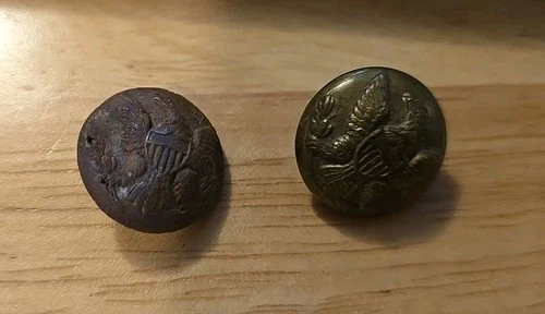 1 Dug And 1 Not Dug Civil War Eagle General Service Coat Buttons