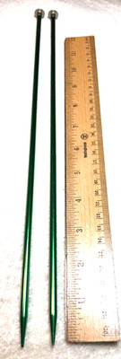 2 Knitting Green Aluminum Needles Set Size 9 - 13.5 Long Boye USA