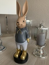 Osterhase Ostern Hase Figur Gold Dekoration Sylt Sansibar XXL 44cm NP 69€