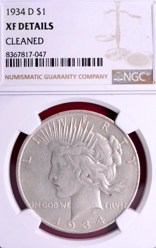 NGC XF! 1934-D PEACE DOLLAR