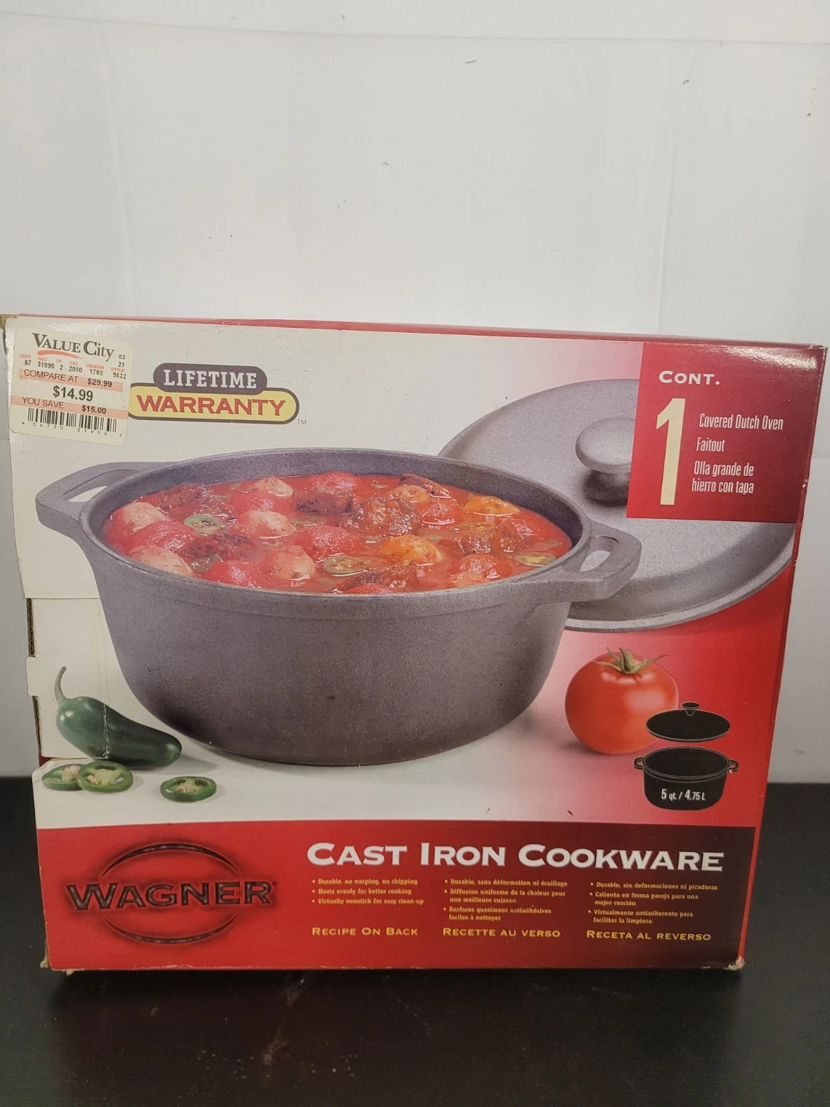 Wagner Cast Iron 5 Qt Dutch Oven New In Box