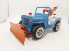 Vintage Tonka AAA Blue Wrecker Jeep Tow Truck w/ Snowplow Pressed Steel Toy