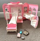 Vintage 90s Barbie Bed & Bath Playset House Fold Up Pink Case Purse
