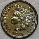 Uncirculated 1885 Indian Head Cent, Razor-Sharp specimen.