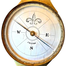 1800s Julius Hanks Troy New York Antique Brass Surveyor Vernier Compass Tool Vtg