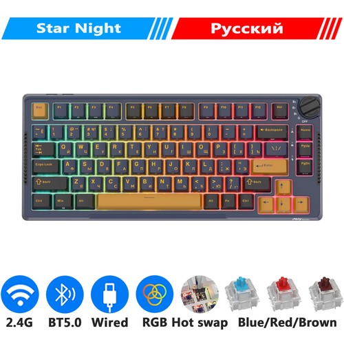 Tri-mode Mechanical Keyboard 81 Key Backlit Wireless Bluetooth Gamer Keyboard - Picture 9 of 34