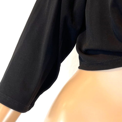 Connected Black Shrug Cropped Tie Top XL 3/4 Sleeves Polyester Jersey. stretchy - Picture 5 of 7