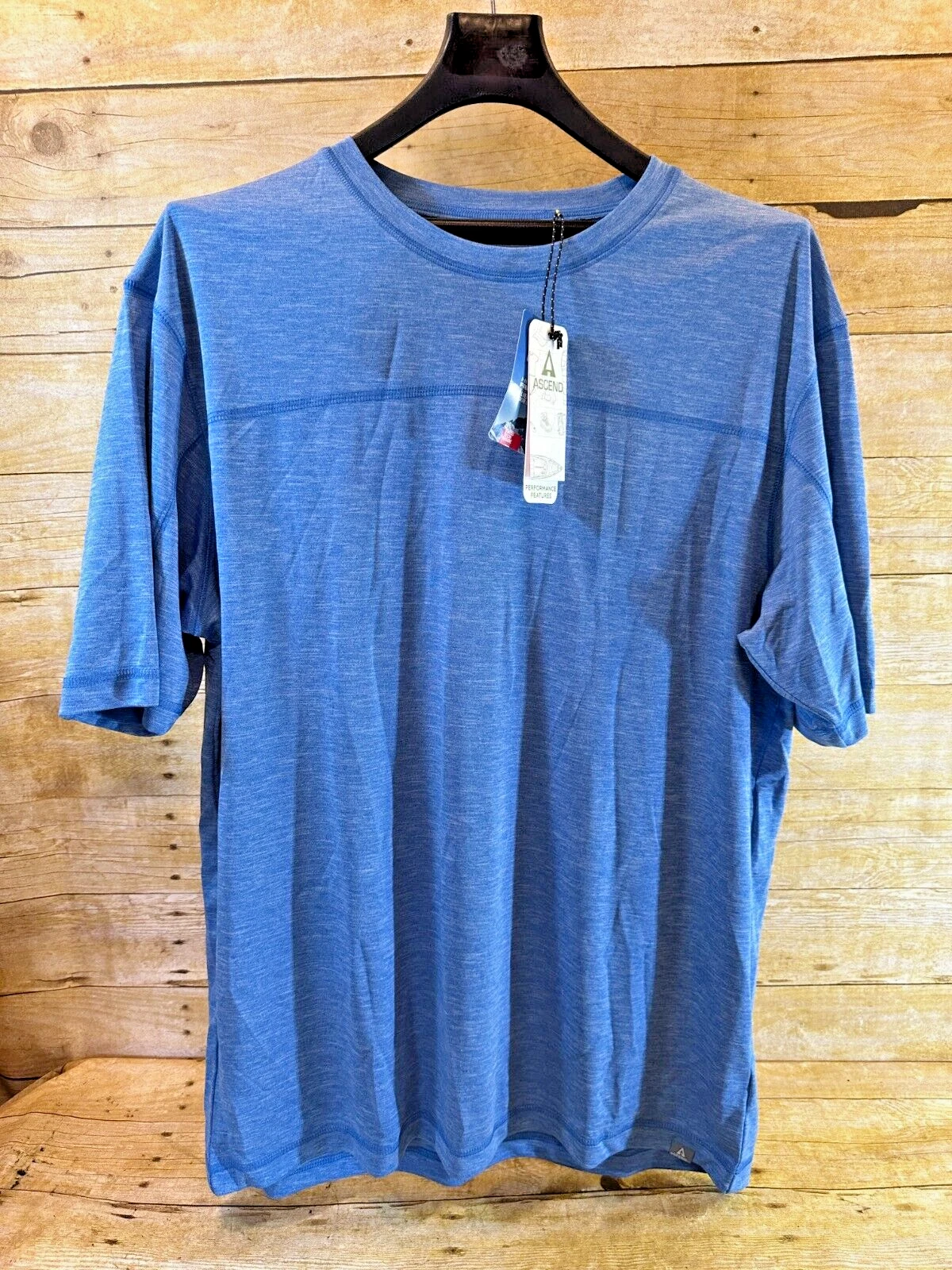 ASCEND TEE T-SHIRT MEN'S LARGE SS CREW NECK MARLED BLUE ANTI ODOR $31 ⭐️NWT⭐️