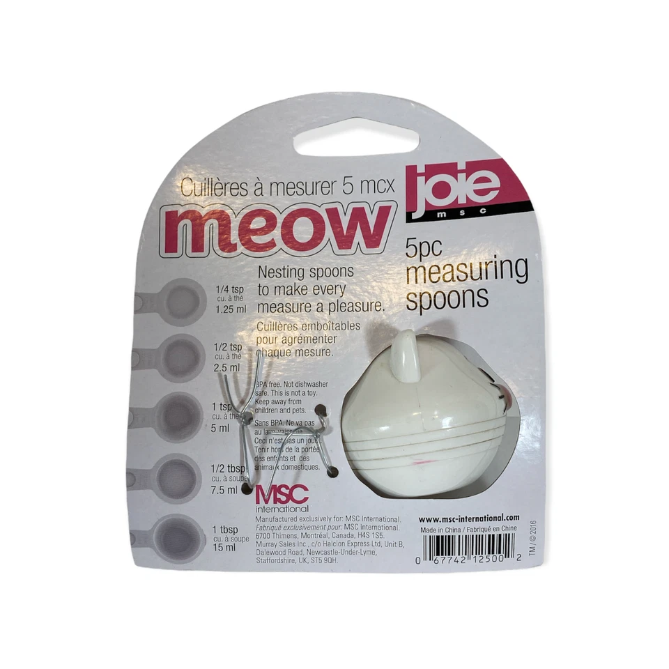 Joie Meow 5 Piece Stackable Nesting Measuring Spoons White Cat 1/4 tsp 1 tbsp - Image 2 of 3