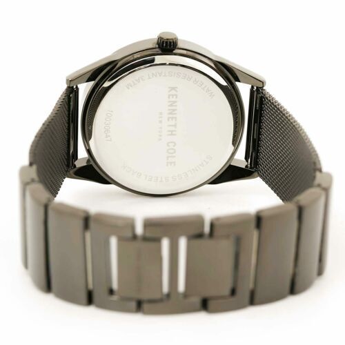 Kenneth Cole Herrenuhr Classic Gunmetal SS Netz Armband weißes Zifferblatt 10030647 - Bild 2 von 3