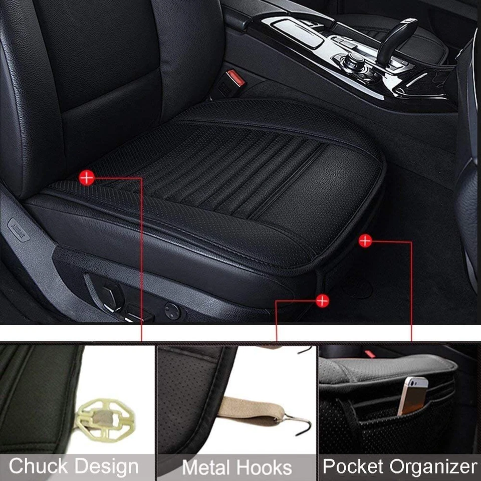 Luxury PU Leather Full Surround Car Seat Protector Seat Cover Accessories Black Foto 2 de 4