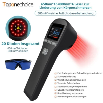 TOPONECHOICE 880mW Handgerät Kalt Laser Therapiegerät Cold Laser Therapy For Pain Relief LLLT
