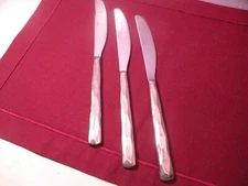 Set Of 3 Dinner Knives Cambridge Kenilworth Stainless Hammered Brushed 9 1/4 GD1