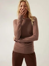 Athleta M Medium Foresthill Ascent Top Rustic Beige NEW! 486286