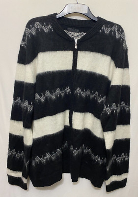 ASOS TALL Mohair Wool Blend Bomber Jacket In Monochrome Stripe - Black 4XL