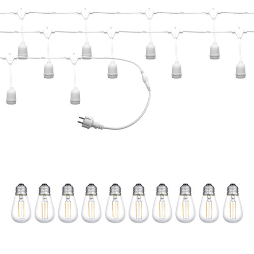 cordoniera catena luminosa esterno con lampadine led e27 10 15 mt bianco nero - Foto 2 di 25