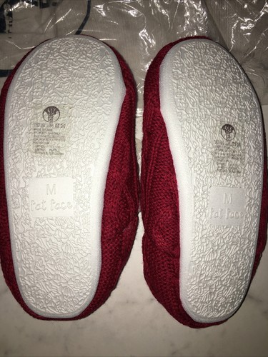 FAT FACE RED TEXTURED KNITTED FLEECE LINED SLIPPERS Med Kids Unisex Size 13-2 - Picture 4 of 5