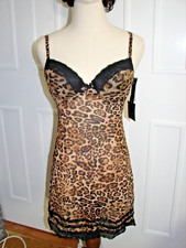 Marilyn Monroe Tan  Black Leopard Slip/Nightgown w/Thong  Size Medium  New