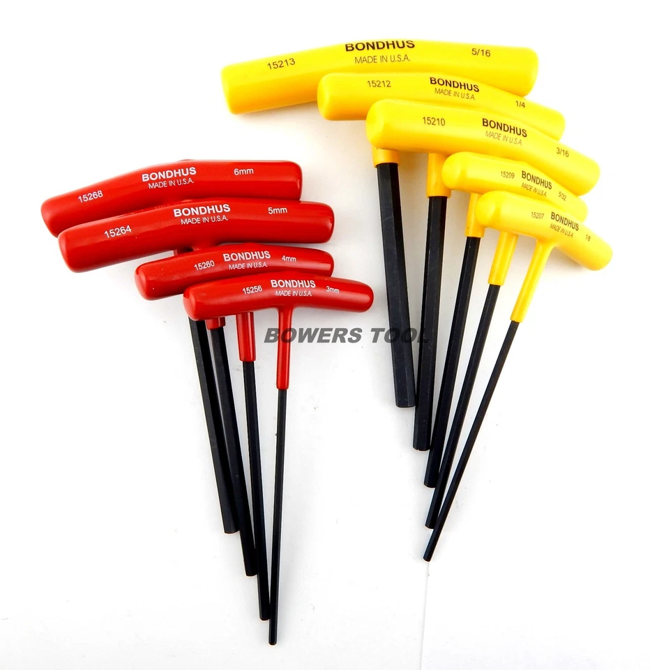 Bondhus T Handle Hex Wrench Set Metric SAE Standard Inch MM MADE IN USA 15299 - Image 2 of 3