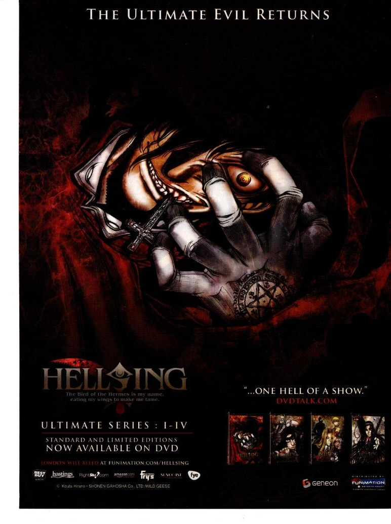 2008 HELLSING PRINT AD, MANGA ADVERTISING, JAPANESE ANIME AD