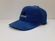 90's ADIDAS Strap Back Hat Cap - Embroidered Logo  Blue Vintage
