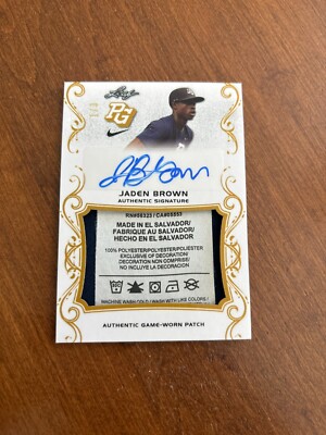 Jaden Brown 2018 Leaf Perfect Game Gold Tag Auto PA-JB1 Austin Peay Nationals /3