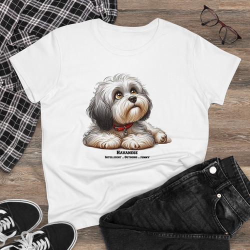 Camiseta DigiPups Havanese Dog Love AKC Raza Rasgos Dibujos Animados Damas - Imagen 2 de 4