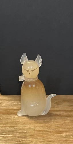 Murano Cat 1950's Archimede Seguso Opaline Art Glass Cat Figurine