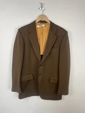 Vintage 1960s Curlee Brunt’s Herringbone Wool Blazer Brown Measures 42R