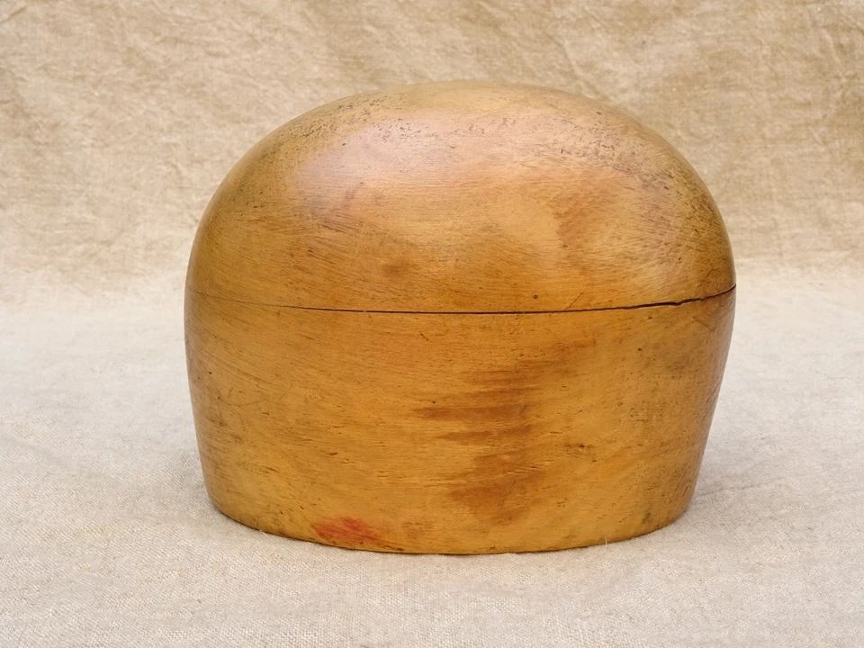 Outil ancien forme à chapeau bois taille 55 marotte chapelier modiste ... - Photo 2/4