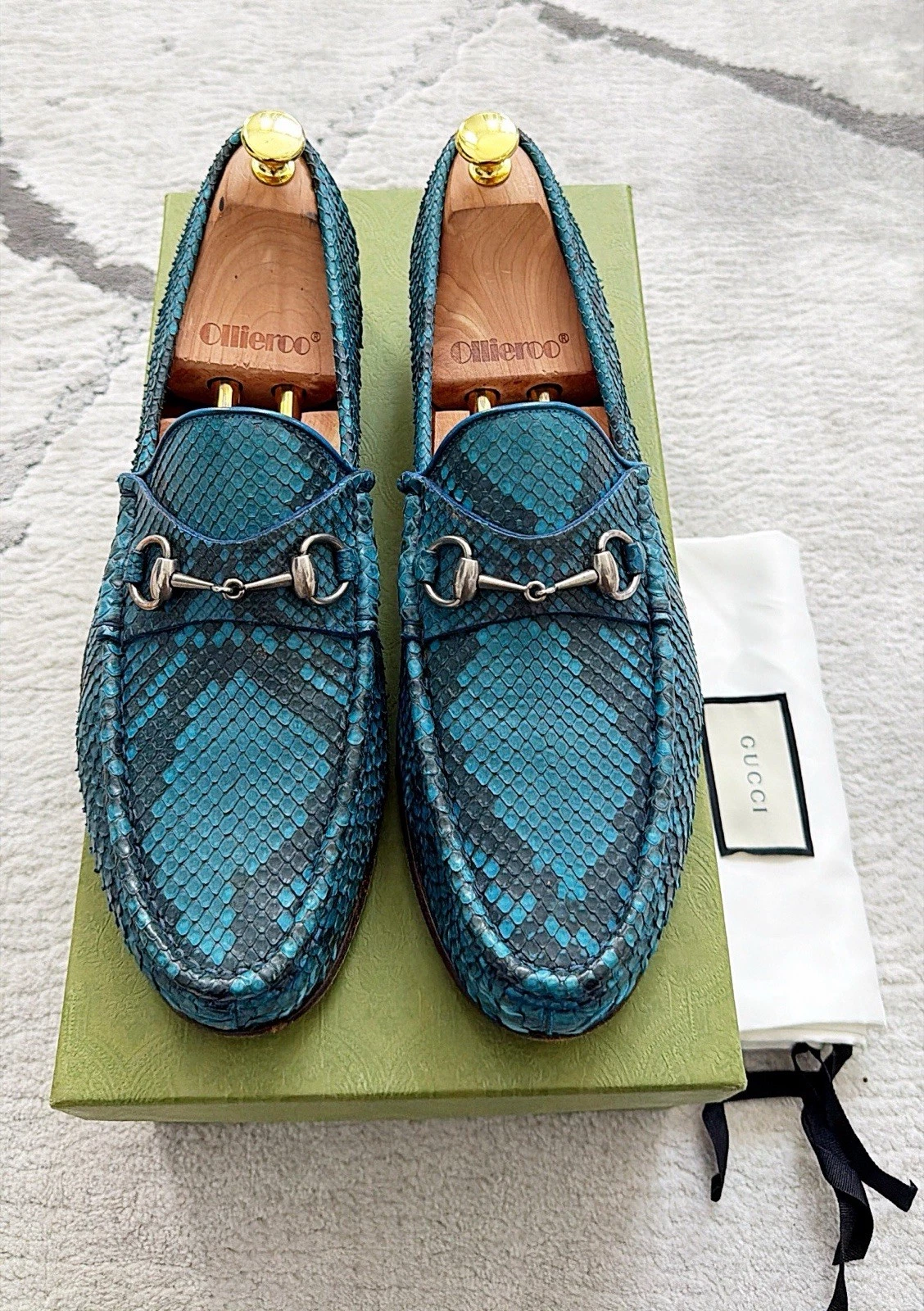 Gucci — Authentic Gucci Python SnakeSkin Blue/Black Leather Mens Loafer US11.5 EU45 UK11