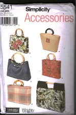 5541 CUT Simplicity SEWING Pattern Misses Tote Bag Purse Shopping Bags OOP