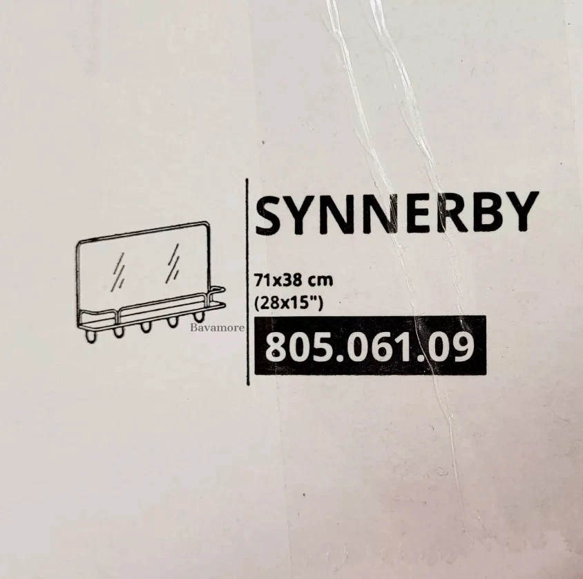 Ikea SYNNERBY Mirror with shelf and hooks, Steel, Glass, gray, 28×15" NEW - Image 2 of 4