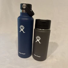 Hydro Flask 16& 20 Oz Stainless Steel Insulated Water Bottles Blue & Gray 2 Pack